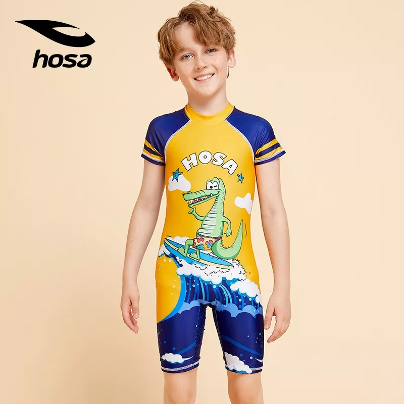 hosa浩沙儿童泳衣男童游泳衣男孩中大童2022新款可爱卡通印花时尚